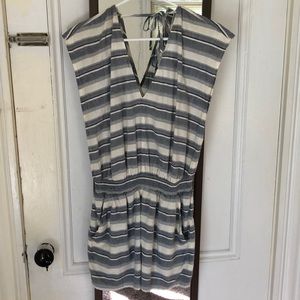 Blue and white striped Madewell romper